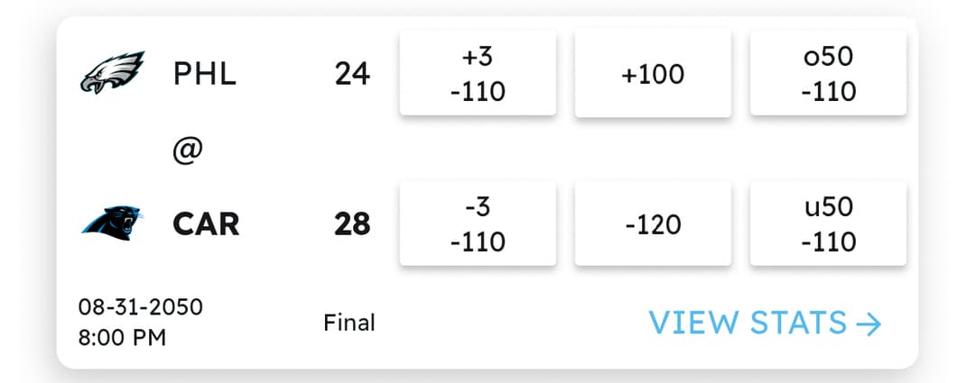 Example Betslip Matchup