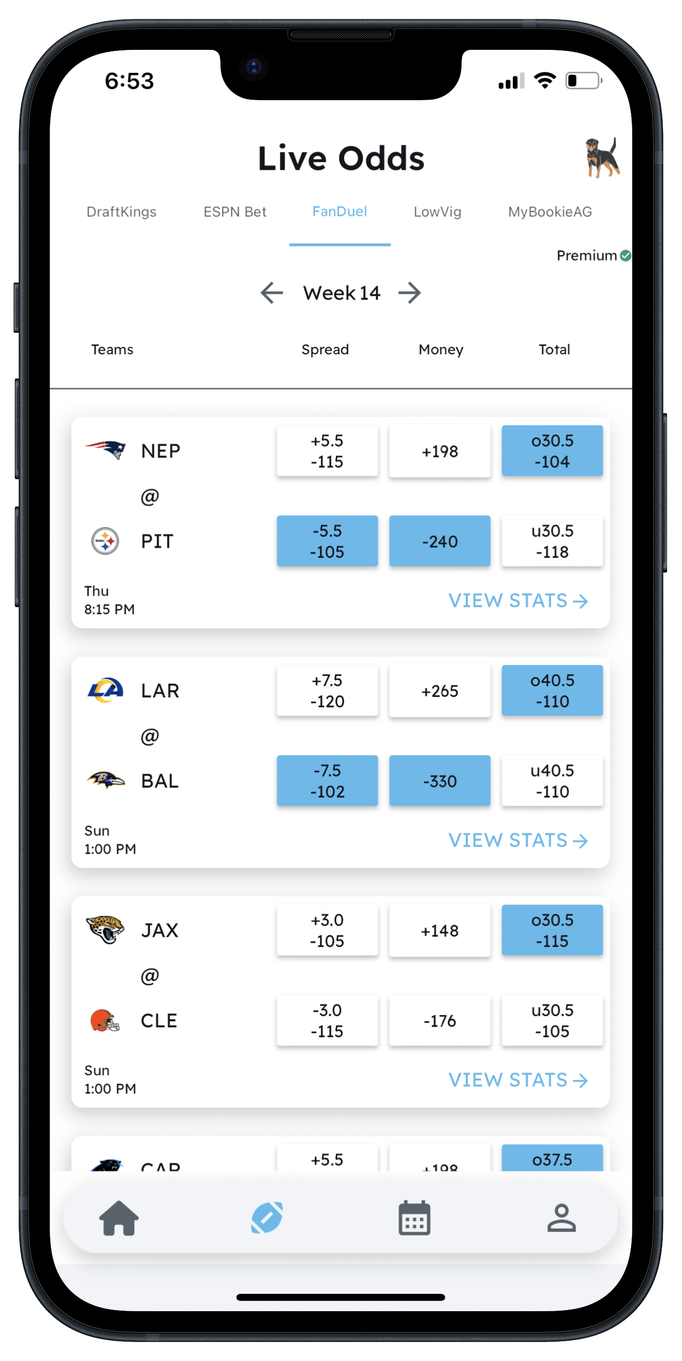 Dexxy Bets App Example Screen